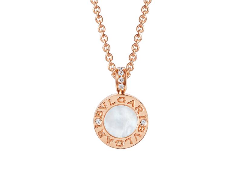 COLLANA IN ORO ROSA CON PENDENTE IN ORO ROSA, MADREPERLA, ONICE E DIAMANTI BULGARI BULGARI BULGARI CL856190